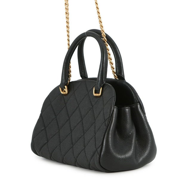 シャネル チェーンショルダーバッグ ココマーク マトラッセ ボーリングバッグ キャビアスキン AS3893 CHANEL 黒
