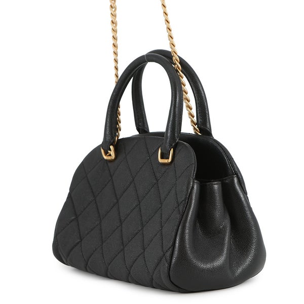 シャネル チェーンショルダーバッグ ココマーク マトラッセ ボーリングバッグ キャビアスキン AS3893 CHANEL 黒