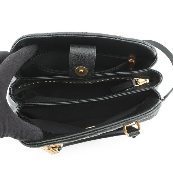 シャネル チェーンショルダーバッグ ココマーク マトラッセ ボーリングバッグ キャビアスキン AS3893 CHANEL 黒