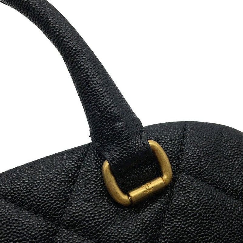 シャネル チェーンショルダーバッグ ココマーク マトラッセ ボーリングバッグ キャビアスキン AS3893 CHANEL 黒