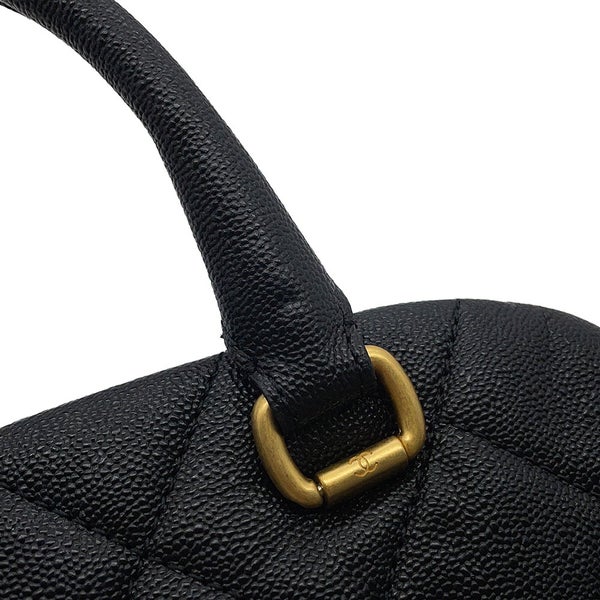 シャネル チェーンショルダーバッグ ココマーク マトラッセ ボーリングバッグ キャビアスキン AS3893 CHANEL 黒
