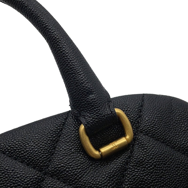 シャネル チェーンショルダーバッグ ココマーク マトラッセ ボーリングバッグ キャビアスキン AS3893 CHANEL 黒