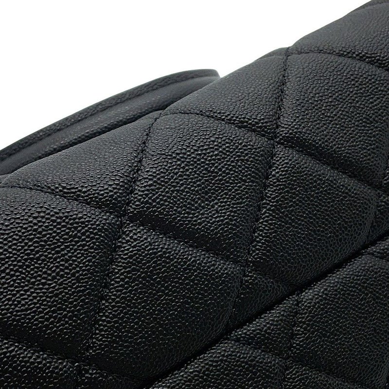 シャネル チェーンショルダーバッグ ココマーク マトラッセ ボーリングバッグ キャビアスキン AS3893 CHANEL 黒