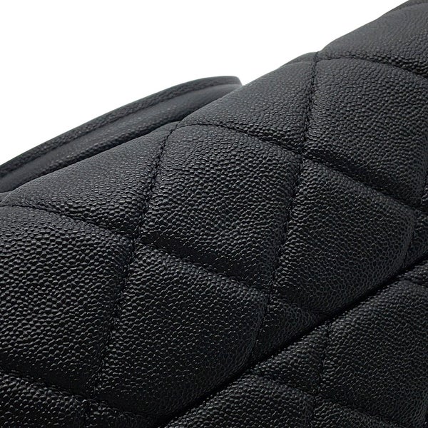 シャネル チェーンショルダーバッグ ココマーク マトラッセ ボーリングバッグ キャビアスキン AS3893 CHANEL 黒