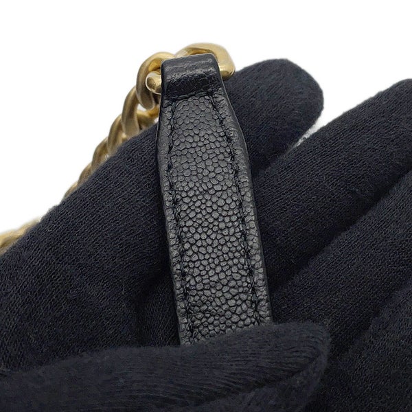 シャネル チェーンショルダーバッグ ココマーク マトラッセ ボーリングバッグ キャビアスキン AS3893 CHANEL 黒