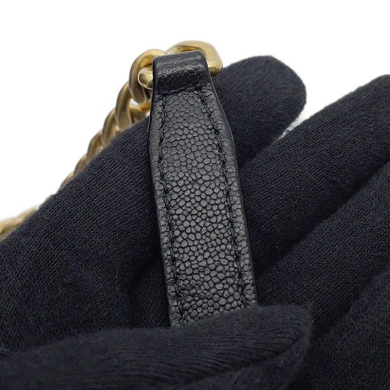 シャネル チェーンショルダーバッグ ココマーク マトラッセ ボーリングバッグ キャビアスキン AS3893 CHANEL 黒