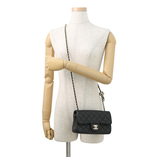 シャネル チェーンショルダーバッグ ココマーク マトラッセ20 ココボール ラムスキン AS1787 CHANEL 黒