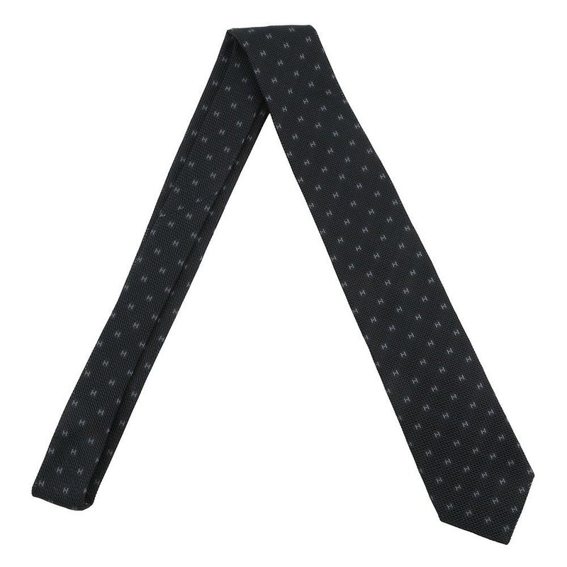 エルメス ネクタイ グルナディーヌH ブラック/グレー シルク HERMES メンズ タイ