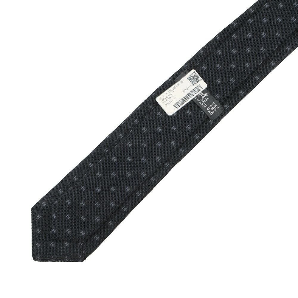 エルメス ネクタイ グルナディーヌH ブラック/グレー シルク HERMES