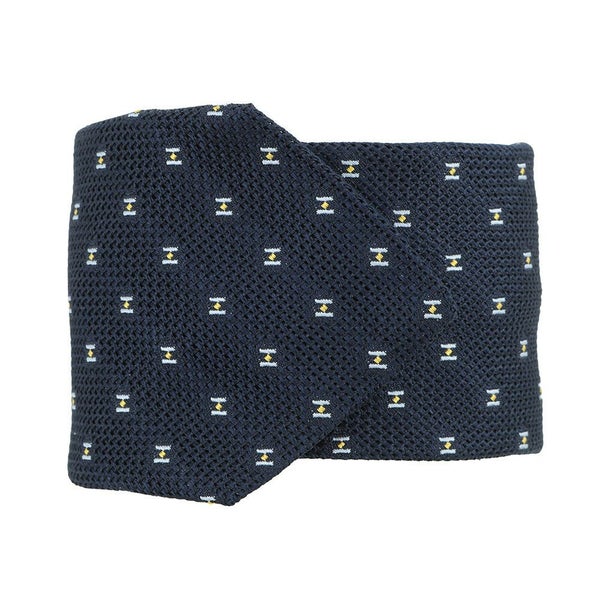 エルメス ネクタイ グルナディーヌH マリン/ジョーヌ シルク HERMES メンズ タイ