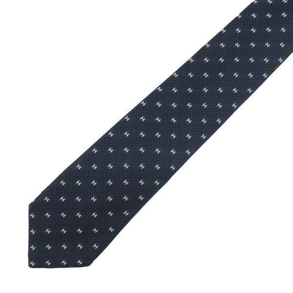 エルメス ネクタイ グルナディーヌH マリン/ジョーヌ シルク HERMES メンズ タイ