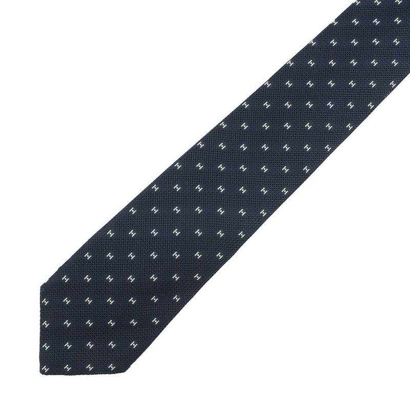 エルメス ネクタイ グルナディーヌH マリン/ジョーヌ シルク HERMES メンズ タイ
