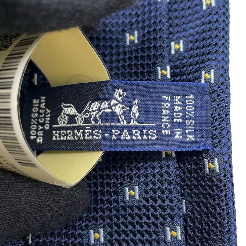 エルメス ネクタイ グルナディーヌH マリン/ジョーヌ シルク HERMES メンズ タイ