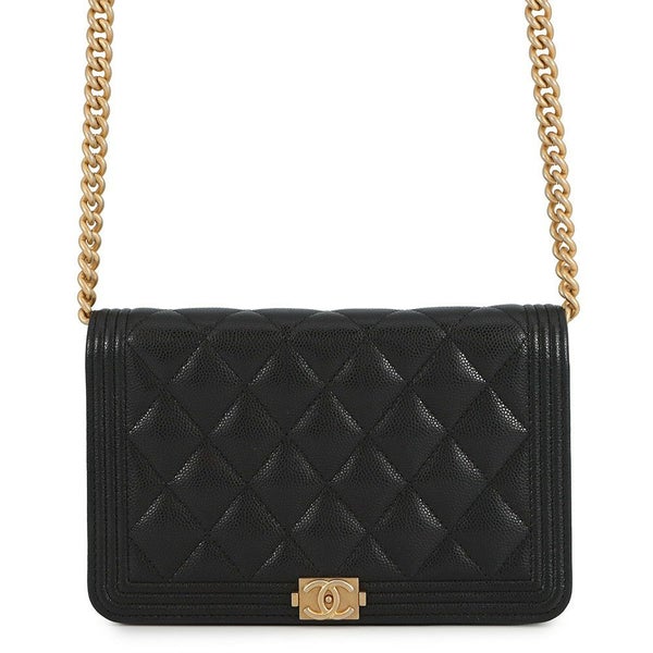 シャネル チェーンウォレット ボーイシャネル マトラッセ ココマーク キャビアスキン AP1117 CHANEL 財布 黒