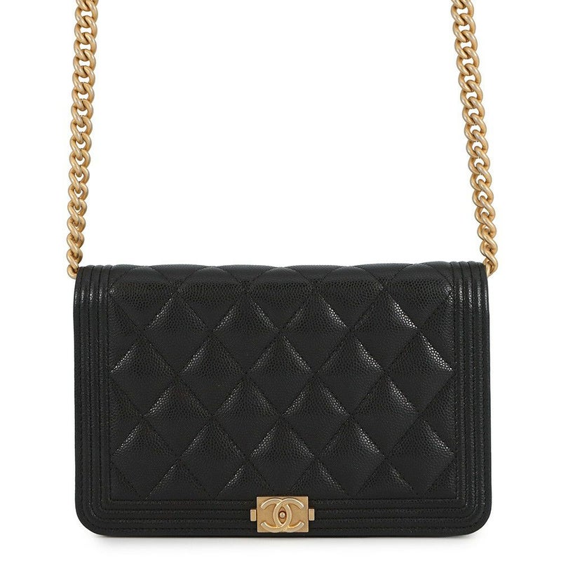 シャネル チェーンウォレット ボーイシャネル マトラッセ ココマーク キャビアスキン AP1117 CHANEL 財布 黒