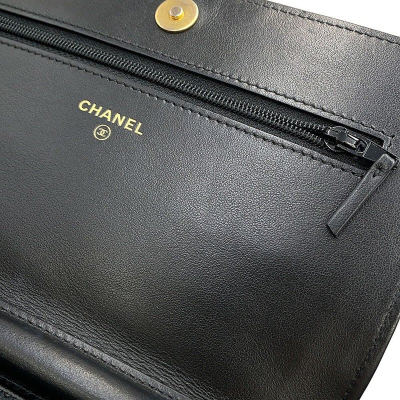 シャネル チェーンウォレット ボーイシャネル マトラッセ ココマーク キャビアスキン AP1117 CHANEL 財布 黒