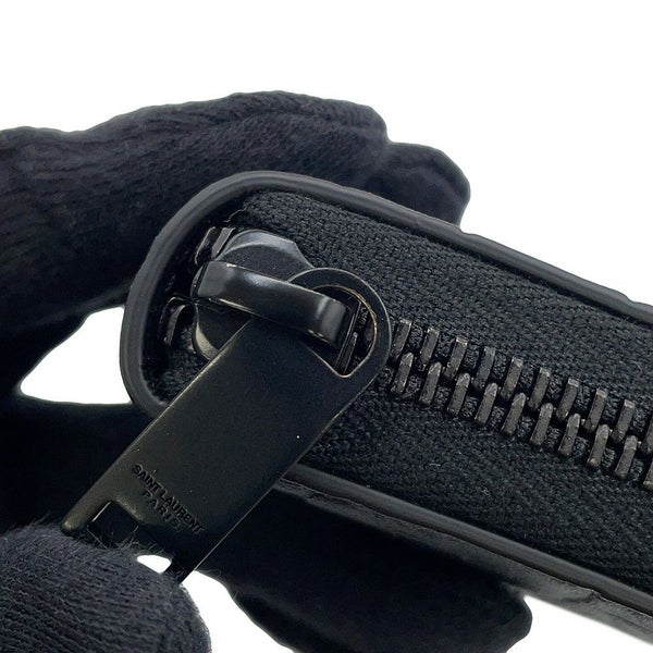 イヴサンローラン 長財布 YSL カサンドラ ラウンドファスナー クロコ型押しレザー 617415 SAINT LAURENT PARIS 黒