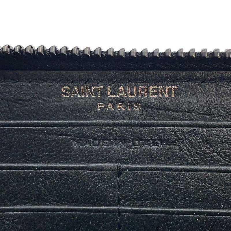 イヴサンローラン 長財布 YSL カサンドラ ラウンドファスナー クロコ型押しレザー 617415 SAINT LAURENT PARIS 黒