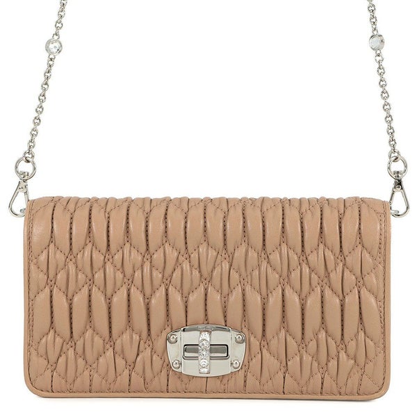 ミュウミュウ チェーンショルダーバッグ マテラッセ クリスタル レザー 5BP044 MIUMIU