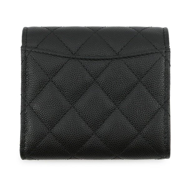 シャネル 三つ折り財布 マトラッセ ココマーク スモール フラップ ウォレット キャビアスキン AP0712 CHANEL 財布 黒