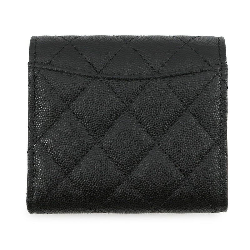 シャネル 三つ折り財布 マトラッセ ココマーク スモール フラップ ウォレット キャビアスキン AP0712 CHANEL 財布 黒