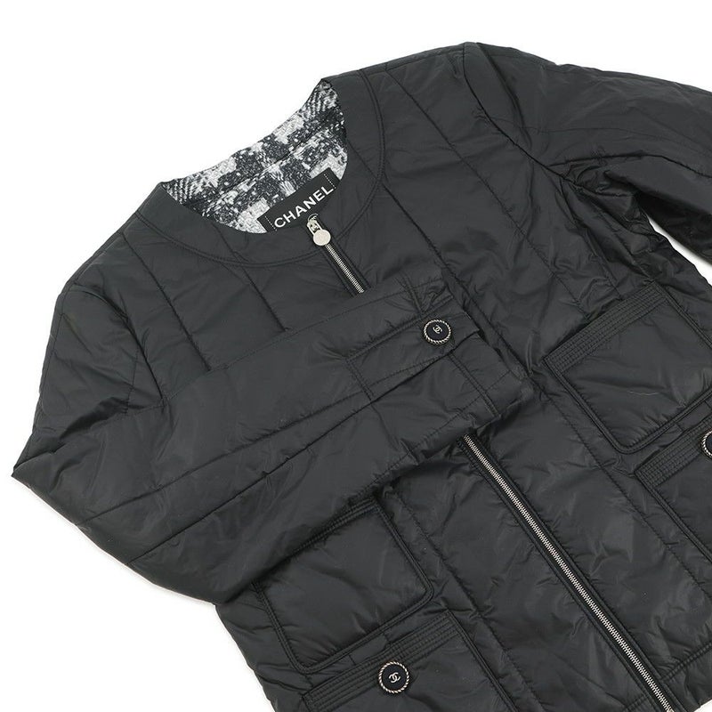 シャネル ダウンジャケット ココボタン ノーカラー キルティング レディースサイズ36 P46944 CHANEL 黒
