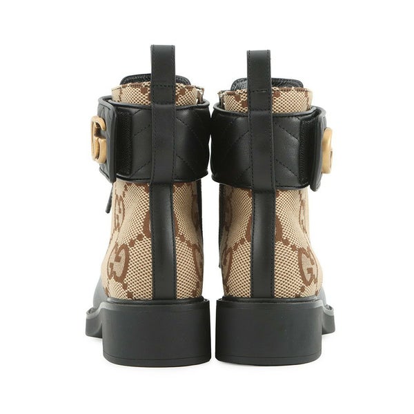 グッチ ブーツ ジャンボGG GGマーモント アンクル GGキャンバス/レザー レディースサイズ34 1/2 678984 GUCCI 靴 黒