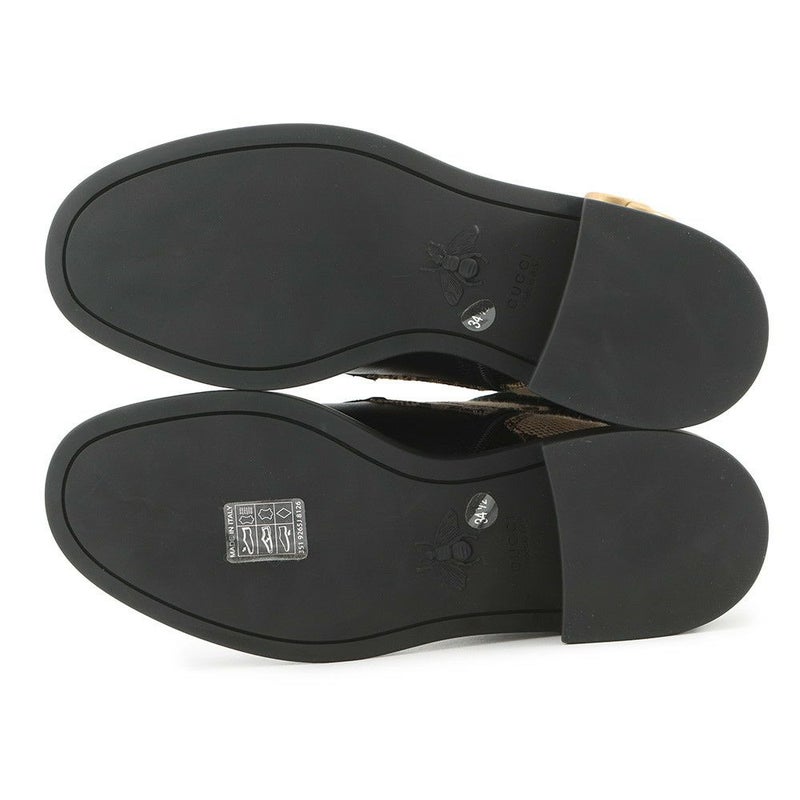 グッチ ブーツ ジャンボGG GGマーモント アンクル GGキャンバス/レザー レディースサイズ34 1/2 678984 GUCCI 靴 黒