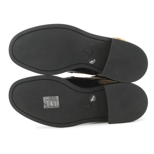 グッチ ブーツ ジャンボGG GGマーモント アンクル GGキャンバス/レザー レディースサイズ34 1/2 678984 GUCCI 靴 黒