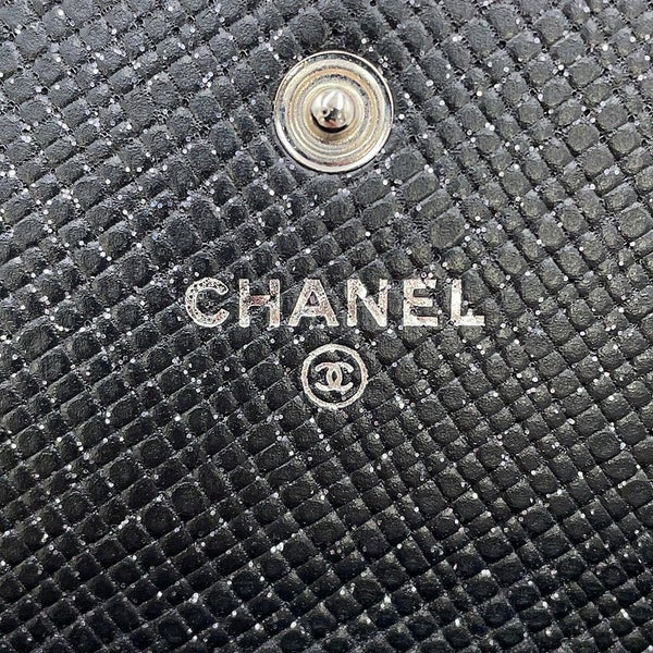 シャネル 長財布 マトラッセ ココマーク チェーンミー キャビアスキン A80002 CHANEL 二つ折り財布 黒