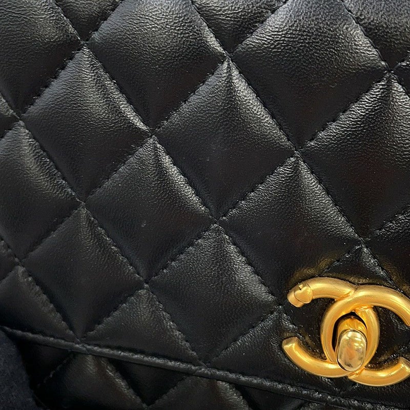 シャネル チェーンウォレット マトラッセ ココマーク ハートチェーン ラムスキン AP3201 CHANEL 黒