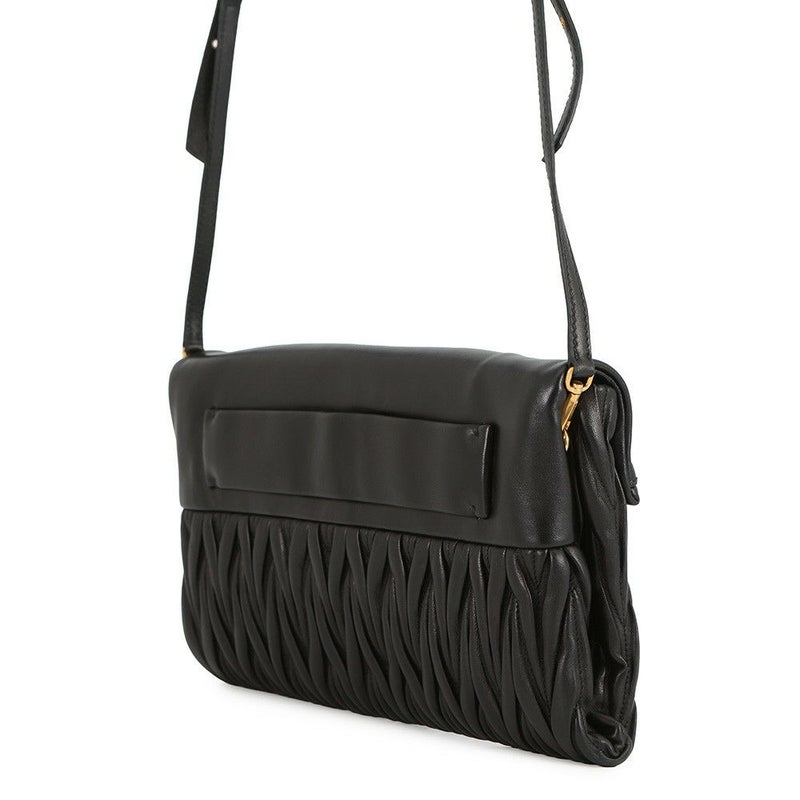 ミュウミュウ ショルダーバッグ マテラッセ クラッチ レザー RP0385 MIUMIU 2wayクラッチバッグ 黒