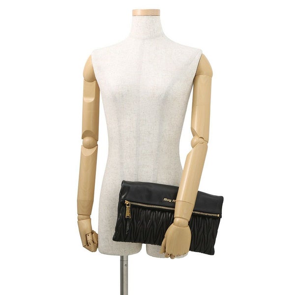 ミュウミュウ ショルダーバッグ マテラッセ クラッチ レザー RP0385 MIUMIU 2wayクラッチバッグ 黒