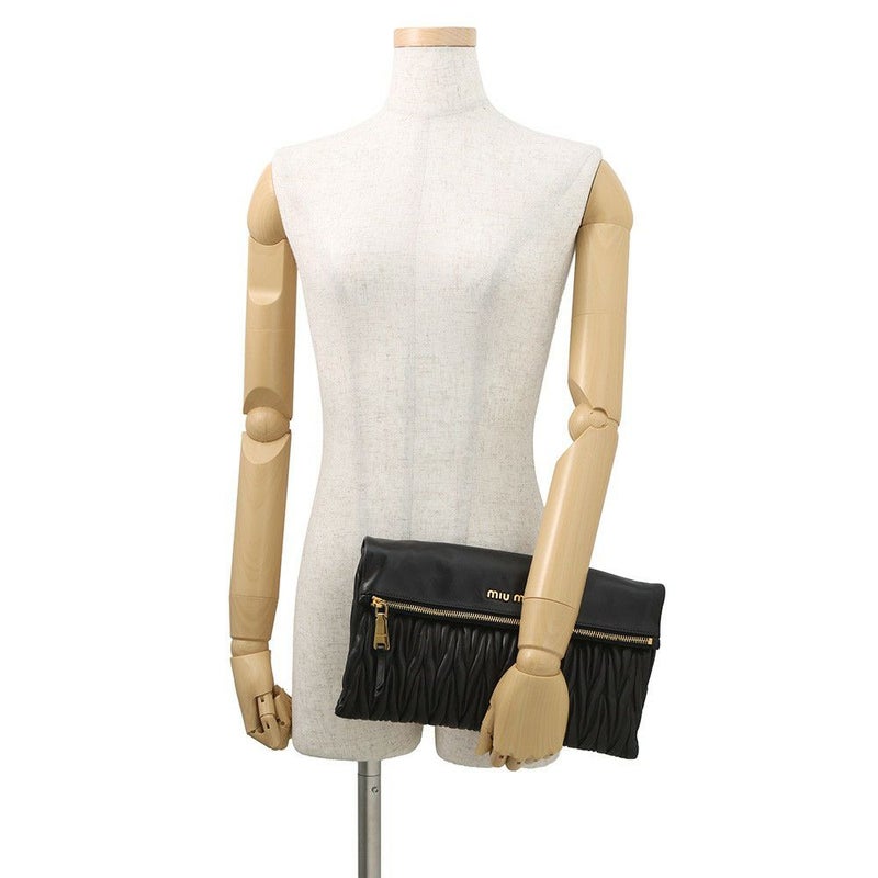 ミュウミュウ ショルダーバッグ マテラッセ クラッチ レザー RP0385 MIUMIU 2wayクラッチバッグ 黒