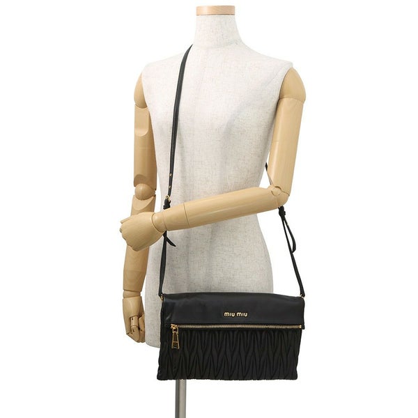 ミュウミュウ ショルダーバッグ マテラッセ クラッチ レザー RP0385 MIUMIU 2wayクラッチバッグ 黒