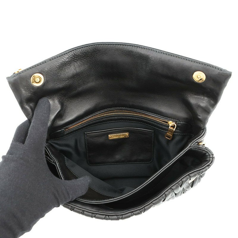ミュウミュウ ショルダーバッグ マテラッセ クラッチ レザー RP0385 MIUMIU 2wayクラッチバッグ 黒