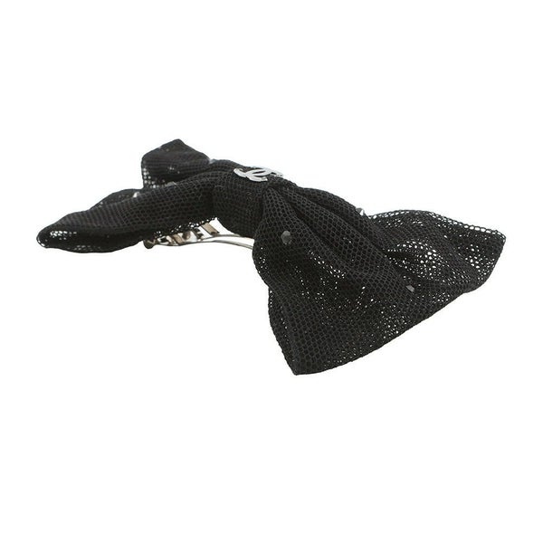 シャネル バレッタ ココマーク リボン コットン 24A CAHNEL ヘアアクセサリー 黒