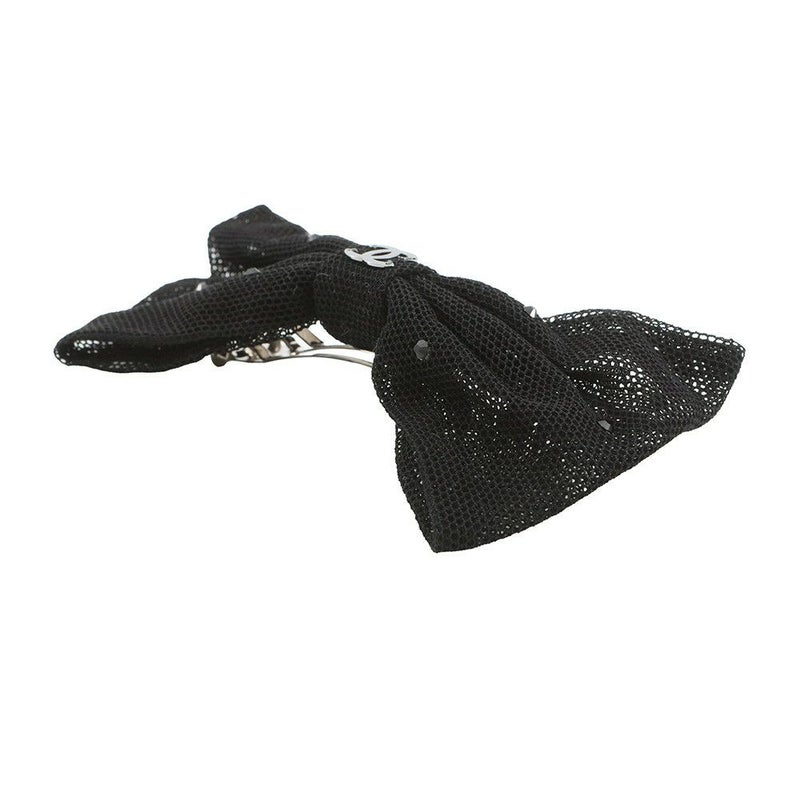 シャネル バレッタ ココマーク リボン コットン 24A CAHNEL ヘアアクセサリー 黒