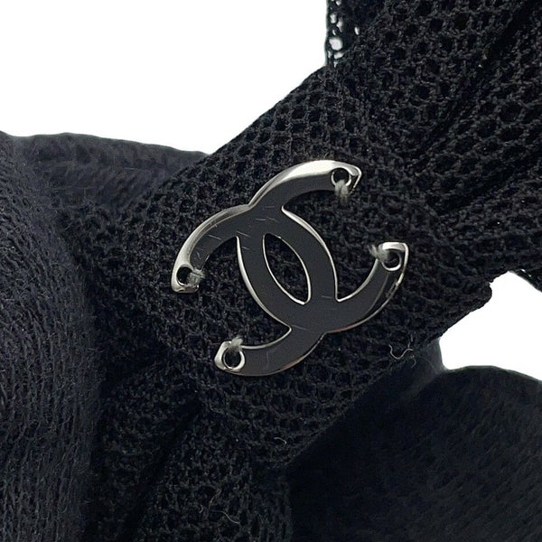 シャネル バレッタ ココマーク リボン コットン 24A CAHNEL ヘアアクセサリー 黒