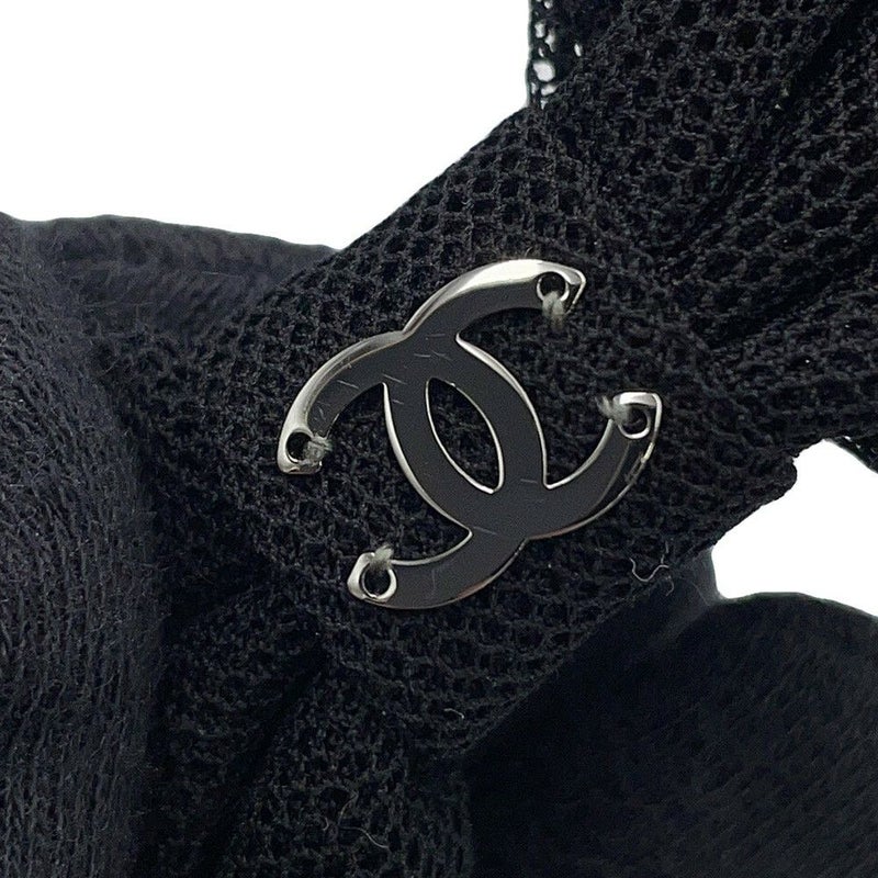 シャネル バレッタ ココマーク リボン コットン 24A CAHNEL ヘアアクセサリー 黒