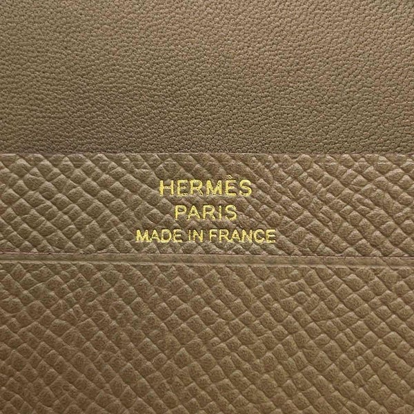 エルメス カードケース ベアン ミニ エトゥープ/ゴールド金具 エプソン W刻印 HERMES 名刺入れ