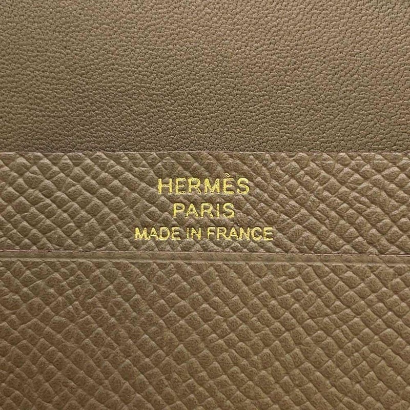 エルメス カードケース ベアン ミニ エトゥープ/ゴールド金具 エプソン W刻印 HERMES 名刺入れ