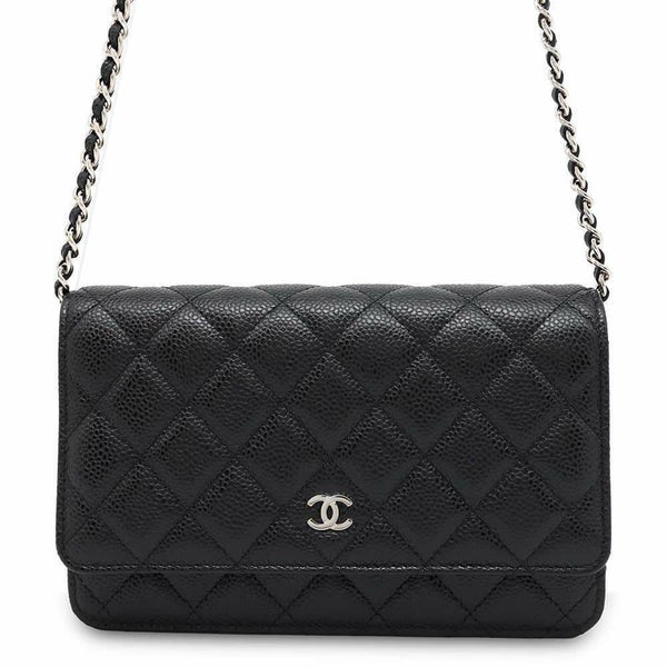 シャネル チェーンウォレット マトラッセ ココマーク キャビアスキン A33814 CHANEL 財布 黒