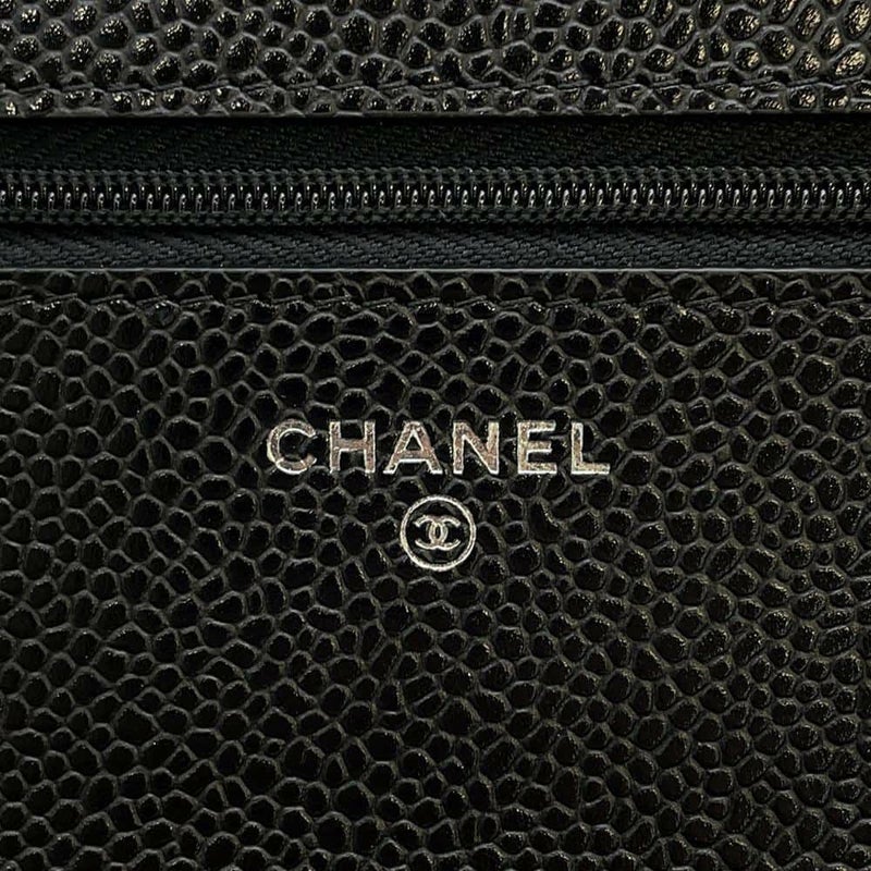 シャネル チェーンウォレット マトラッセ ココマーク キャビアスキン A33814 CHANEL 財布 黒