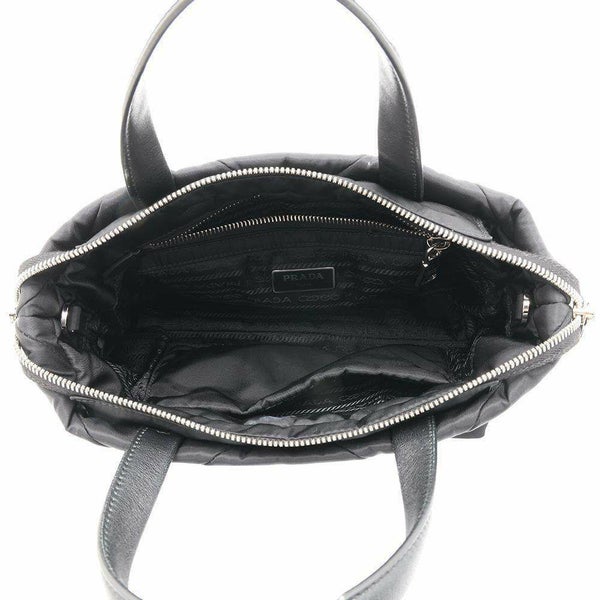 プラダ ハンドバッグ ミニ パデッド ナイロン/レザー 1BG373 PRADA 2wayショルダーバッグ 黒