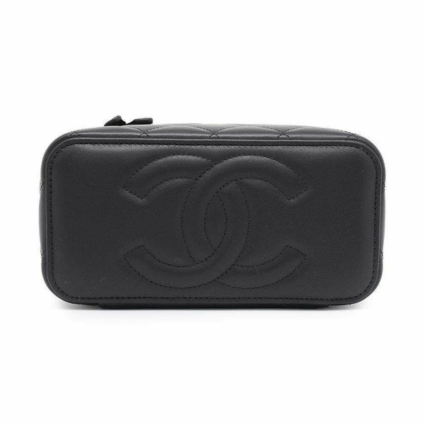 シャネル チェーンショルダーバッグ マトラッセ ココマーク バニティ ラムスキン AP2199 CHANEL ヴァニティ 黒