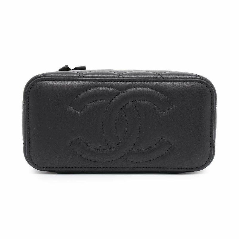 シャネル チェーンショルダーバッグ マトラッセ ココマーク バニティ ラムスキン AP2199 CHANEL ヴァニティ 黒
