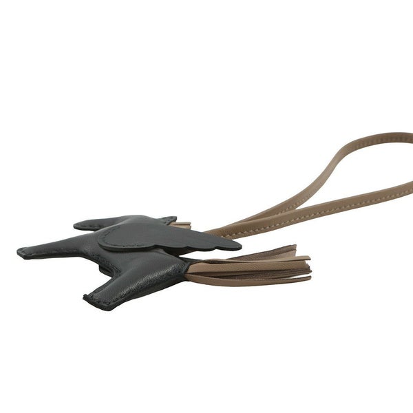 エルメス バッグチャーム ロデオPM ペガサス ブラック/エトゥープ ラムスキン W刻印 黒