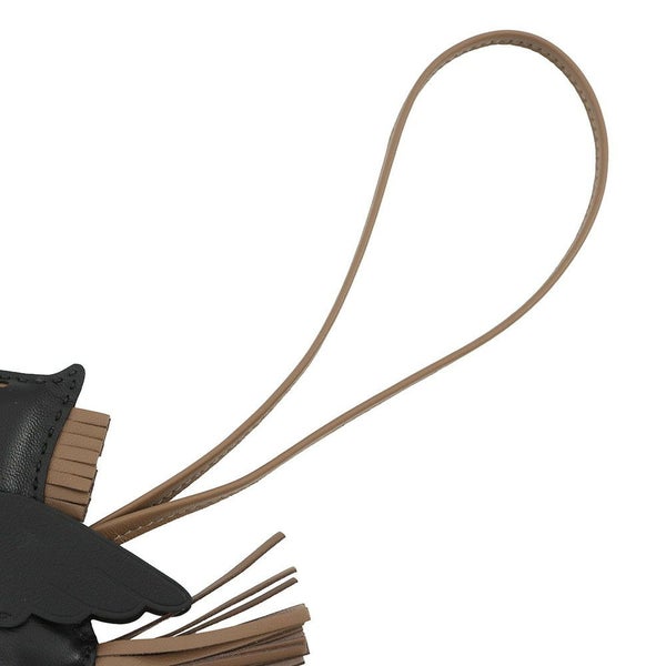 エルメス バッグチャーム ロデオPM ペガサス ブラック/エトゥープ ラムスキン W刻印 黒