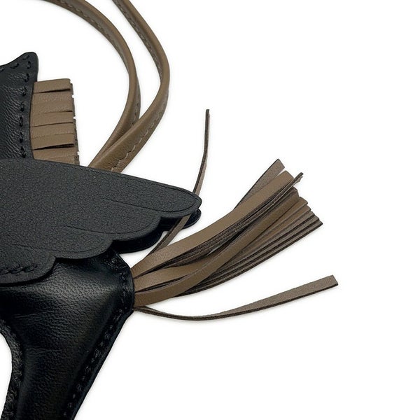 エルメス バッグチャーム ロデオPM ペガサス ブラック/エトゥープ ラムスキン W刻印 黒